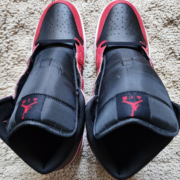 Air Jordan 1 Mid Gym Red Black White Pre-Owned Sz 12 - Picture 5 of 8